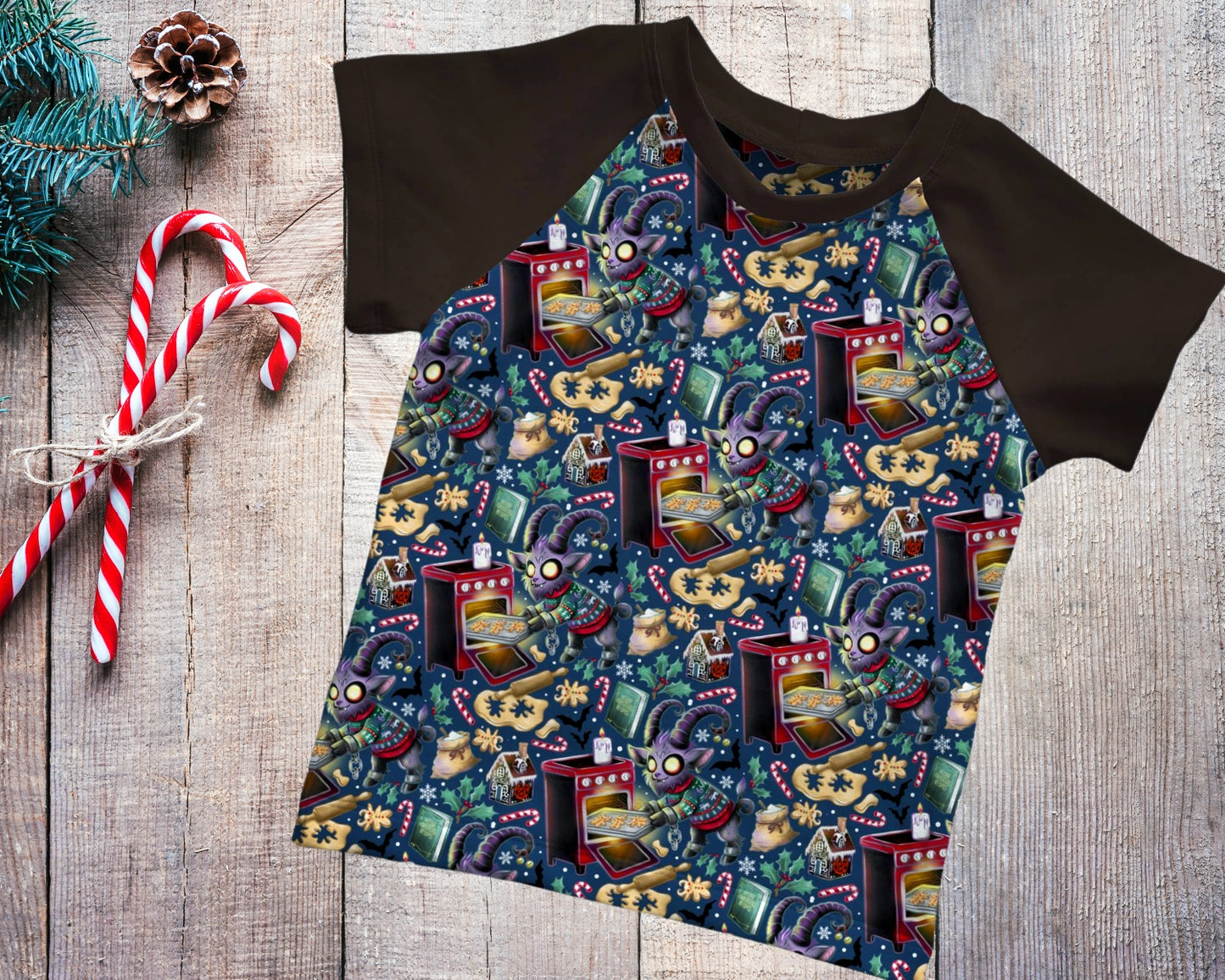 Raglan Short or Long Sleeves T-shirt - Christmas Collection - Krampus Cookies - Up to 10