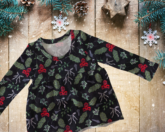 Peplum top - Christmas collection - Skull Holly  - Up to 10