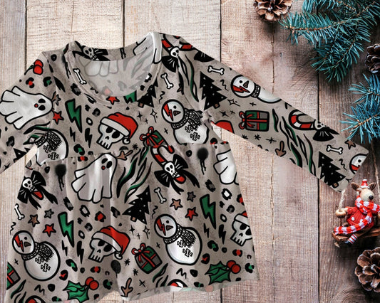 Peplum top - Christmas collection - Xmas Doodles - Up to 10