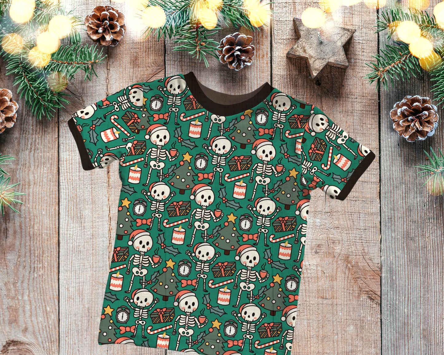 Short Sleeves T-shirt - Christmas Collection - Merry Skelly  - Up to 10