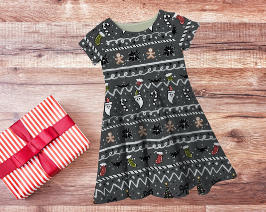 Dress - Christmas Collection -Skull Holly  - Up to 10