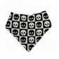 Baby bandana bib with black and white skull pattern on a checkered background
