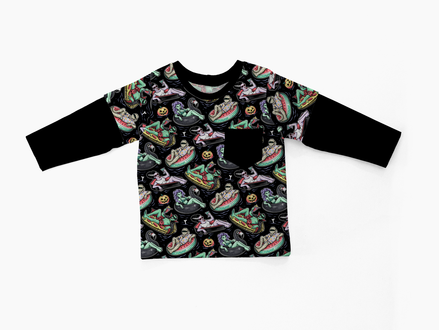 Layered T-shirt - Spooky Shores - Pool Ghoul