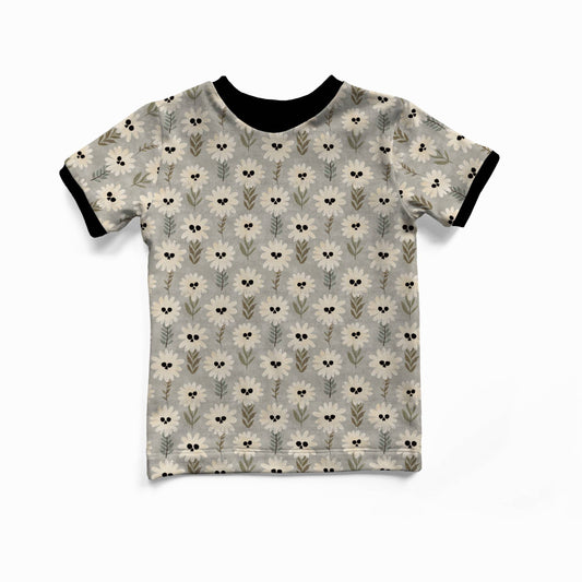 Women - Ringer T-shirt - Autumn Spells - Haunted Daisies - Grey