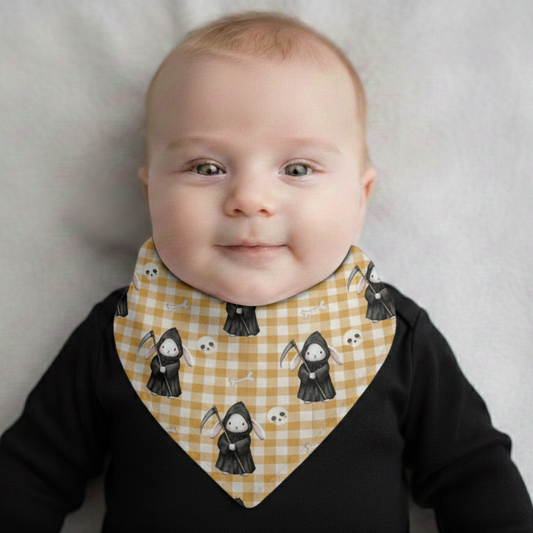 Bandana bibs, feeding bibs - Gingham Grim