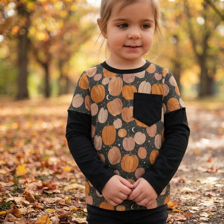 Layered T-shirt - Autumn Spells - Moonlit Pumpkin