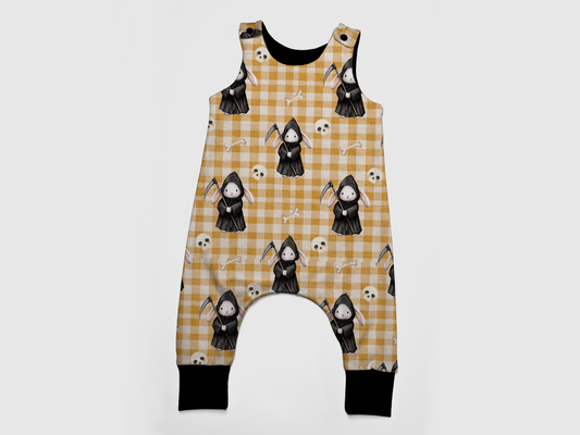 Romper long legs - Bunnies, Bones and Bloom - Gingham Grim