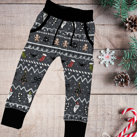 Joggers w/ Pockets - Christmas Collection - Spooky Fair Isle - up to 6/7