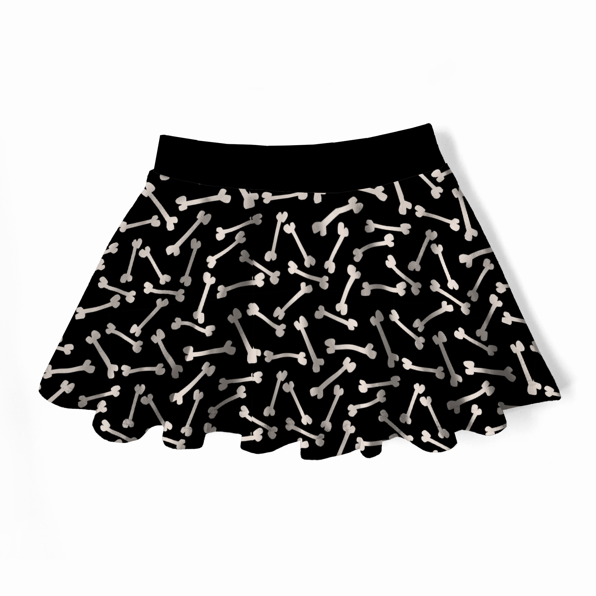 Black skirt with bone pattern on a white background