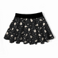 Spooky cute girl skirt, black waistband, black print with white ghosts, stars and moons. 