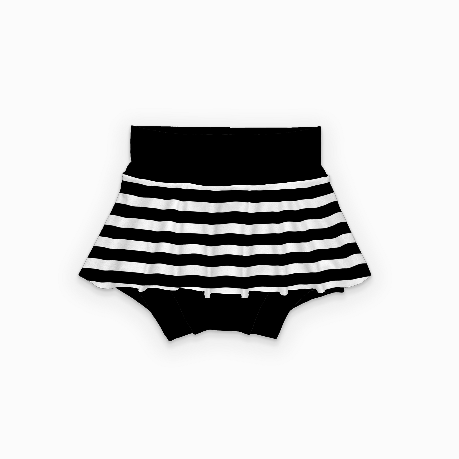 Black and white striped baby skirted bummies