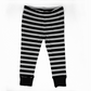 Black and white striped baby leggings on a white background