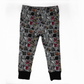 Halloween baby leggings grey with Spooky ABCs design : s for skulls, c for coffin, b for bats etc. 
Black cuffs at legs. 