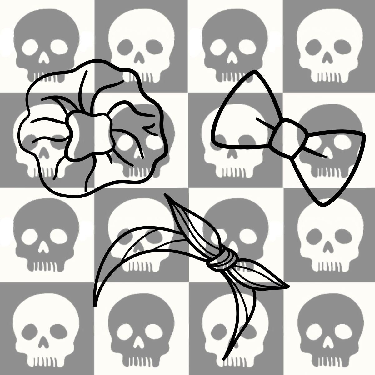 Hair Accs - Back to Black - Skull Check