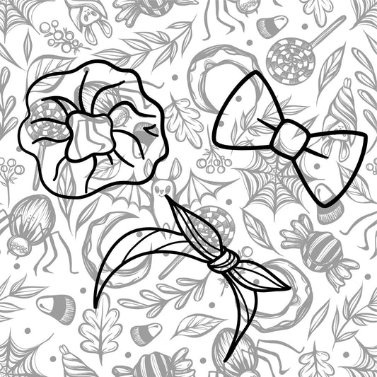 Black and white hair accs with a spooky cute designs 