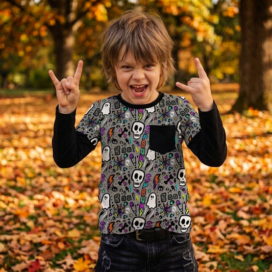Layered T-shirt - Autumn Spells - Spooky Scribbles - Layered T-shirt